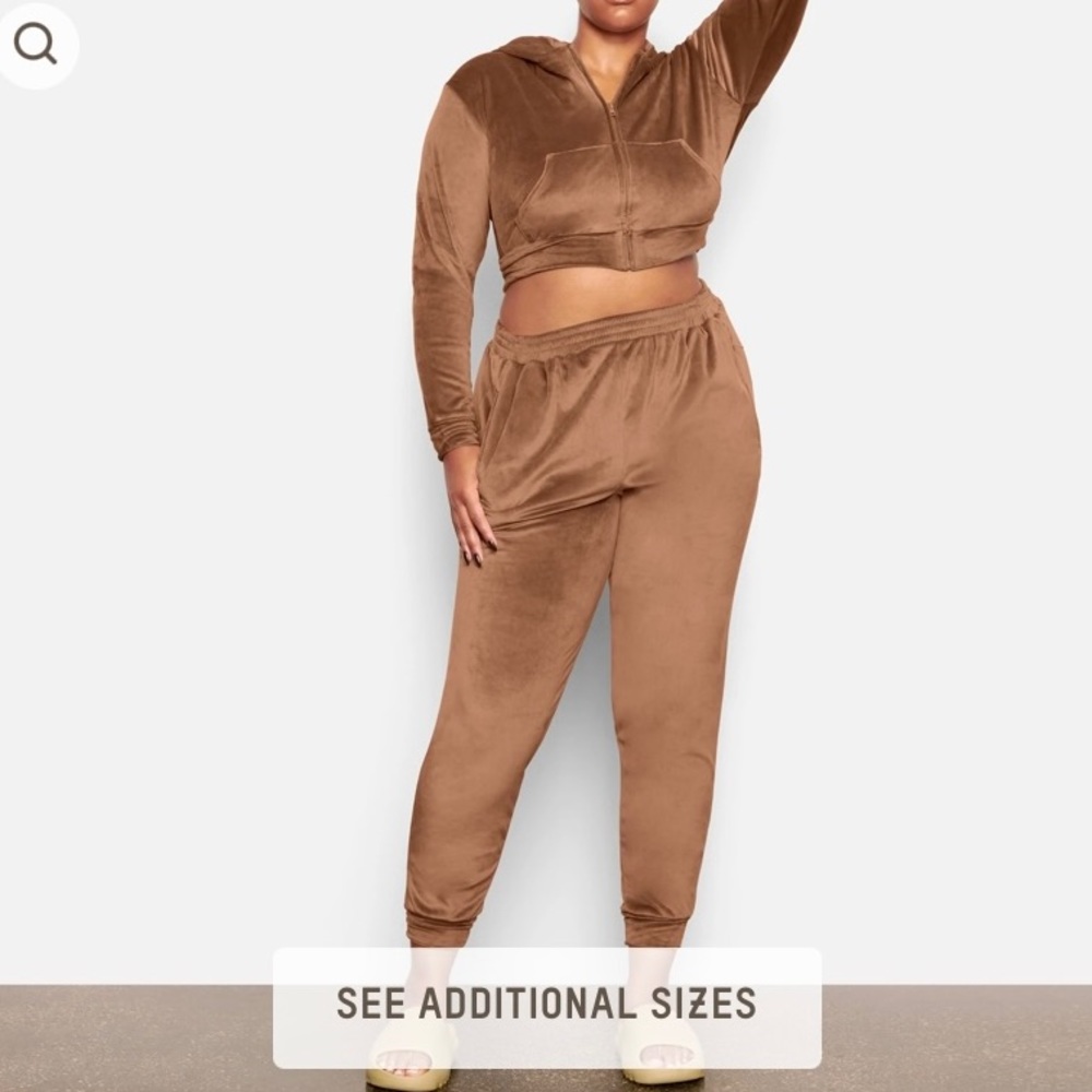 SKIMS velour jogger pants in Sienna, size M